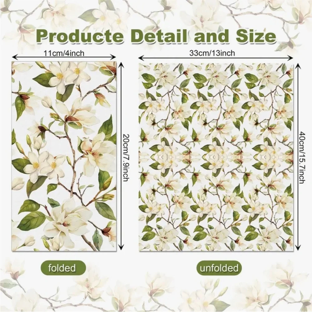 Set of 100 Magnolia Floral Themed Dinner Napkin Guest Towels for Large Party